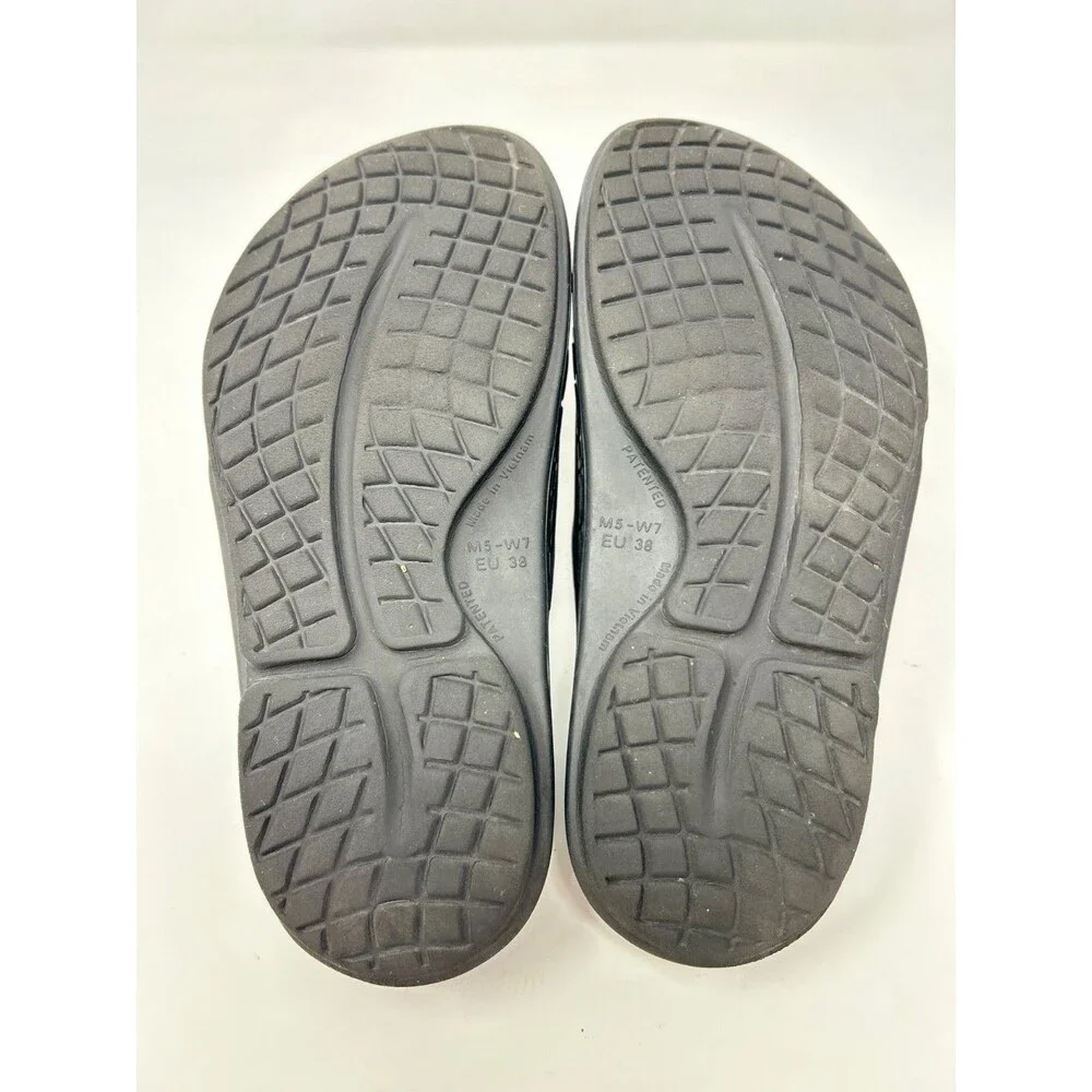 OOFOS OOahh sport slide sandals size M5 W7 EU38 black gray recovery shoes